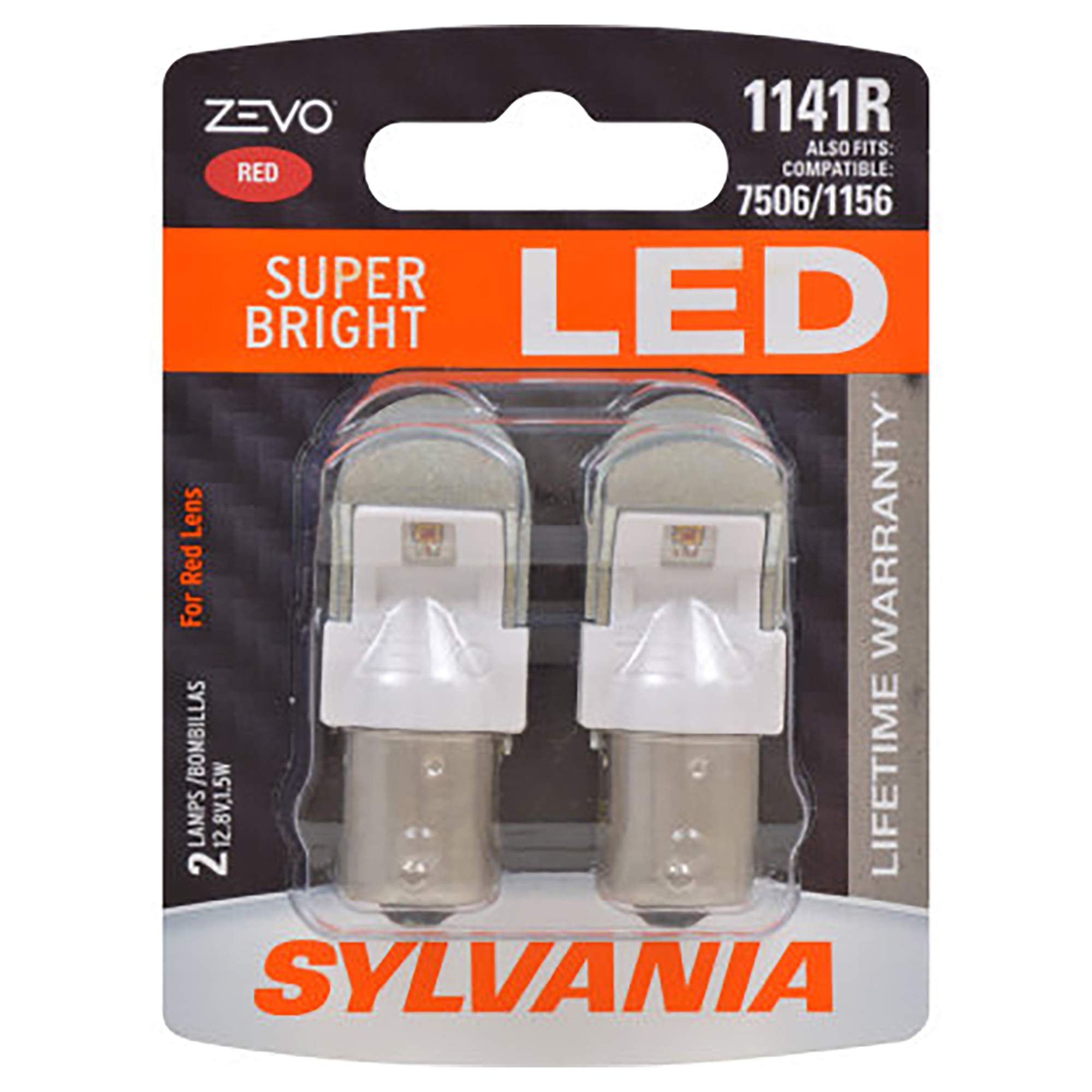 SYLVANIA 1141 ZEVO LED Red Bulb - Bright Stop/Tail Lights (2-Pack) for Cars & Motorcycles