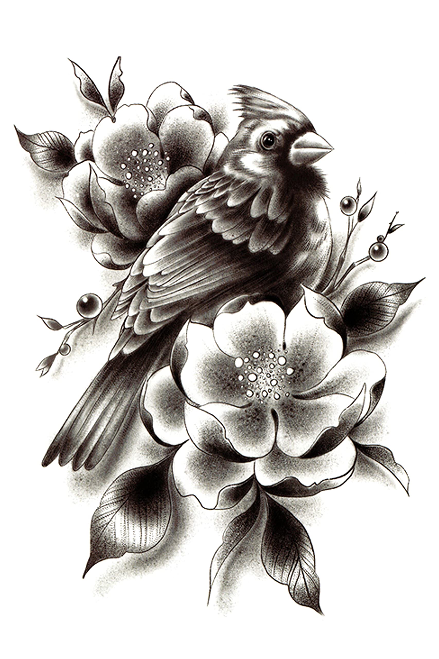 Waterproof Temporary Tattoo Stickers for Men & Women - 3D Realistic Flowers, Butterflies, Stars, Angels, Wolves & Armband Designs (21x15cm) | Perfect for Parties, Cosplay, Halloween & Body Art | HB-432X