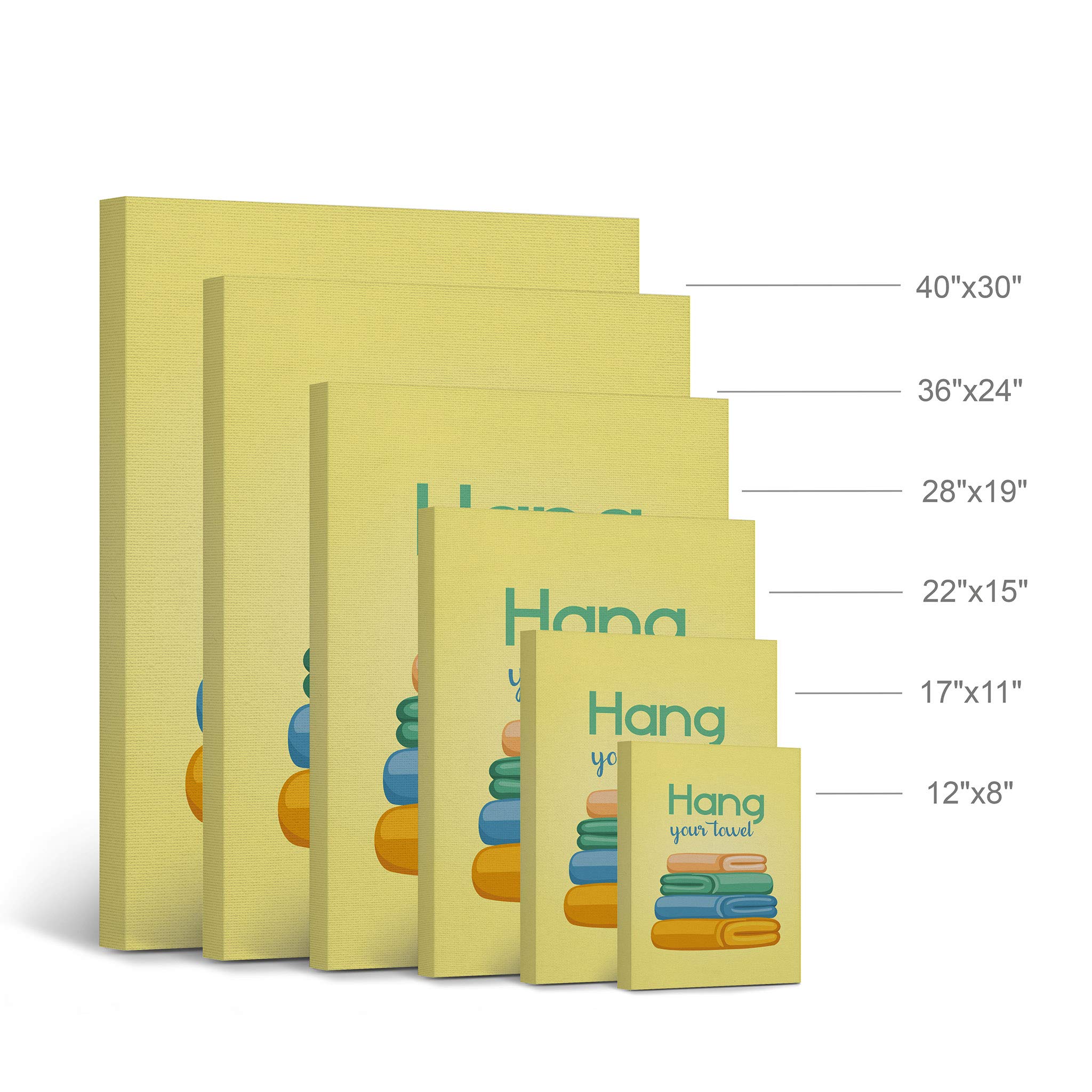 Yellow Smile Art Design Towel Hanging Canvas Print - Kids Bathroom Decor, Nursery Wall Art, Ready to Hang Home Decoration (17x11 inches, Made in USA) - Perfect for Bathrooms, Playrooms & Kids' Bedrooms