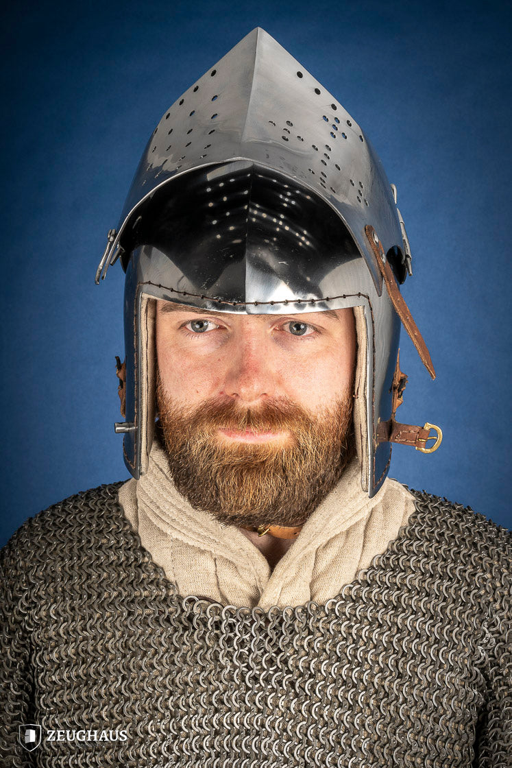 2mm Polished Bascinet Helmet - Medieval Knight Armor Replica for LARP, Cosplay & Historical Reenactment