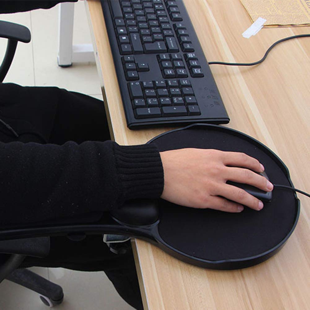 Premium Adjustable Computer Wrist Rest Arm Support - Ergonomic Dual Purpose Desk & Chair Attachment for Home & Office - Black Mouse Pad Desk Extender for Comfortable Typing & Gaming
