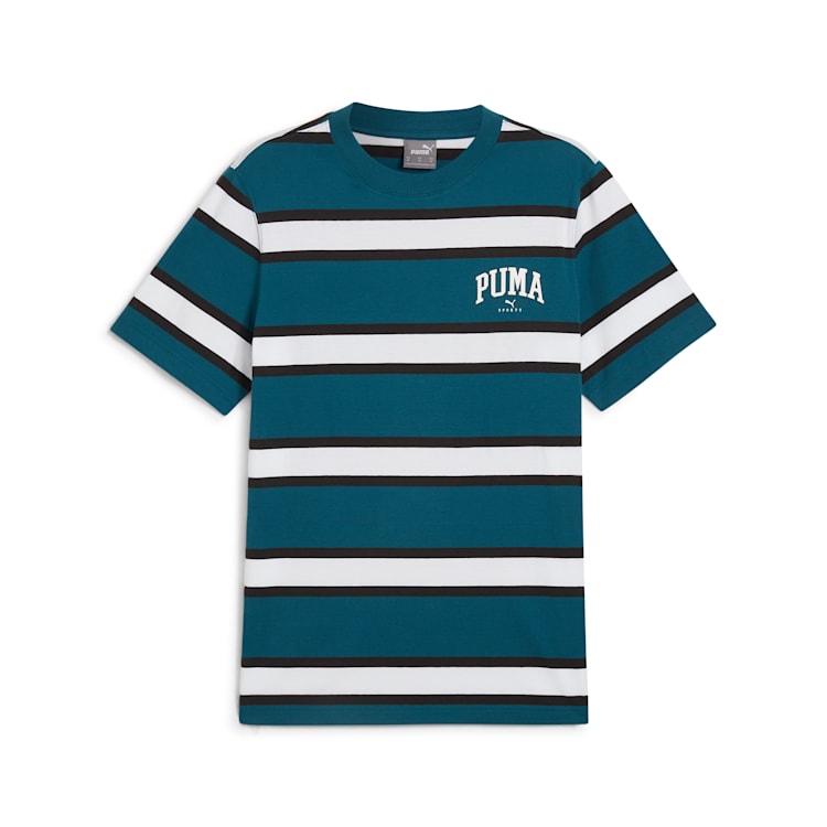 PUMA Men's Squad Stripe Green T-Shirt - Comfortable Cotton Casual Tee for Gym, Workout & Everyday Wear