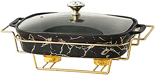 Premium LXM Ceramics Marble Finish Rectangular Chafing Dish Buffet Set - Elegant Black Catering Supplies for Weddings, Parties & Events | Durable Serving Solution for Buffets, Banquets & Catering Services