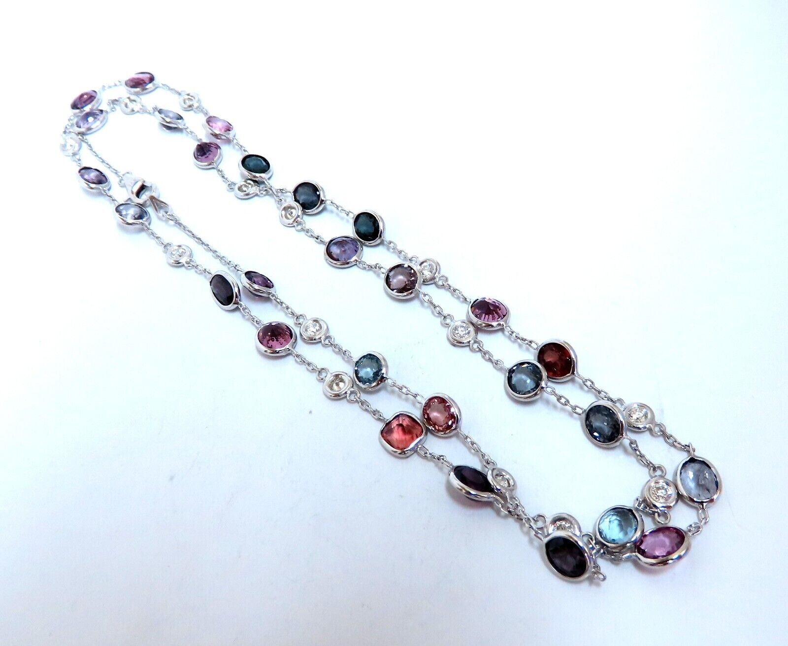 23 Carat Multi-Colored Natural Spinel Diamond Necklace - 24 Inch 14K Gold Chain for Women - Perfect for Weddings, Parties & Special Occasions
