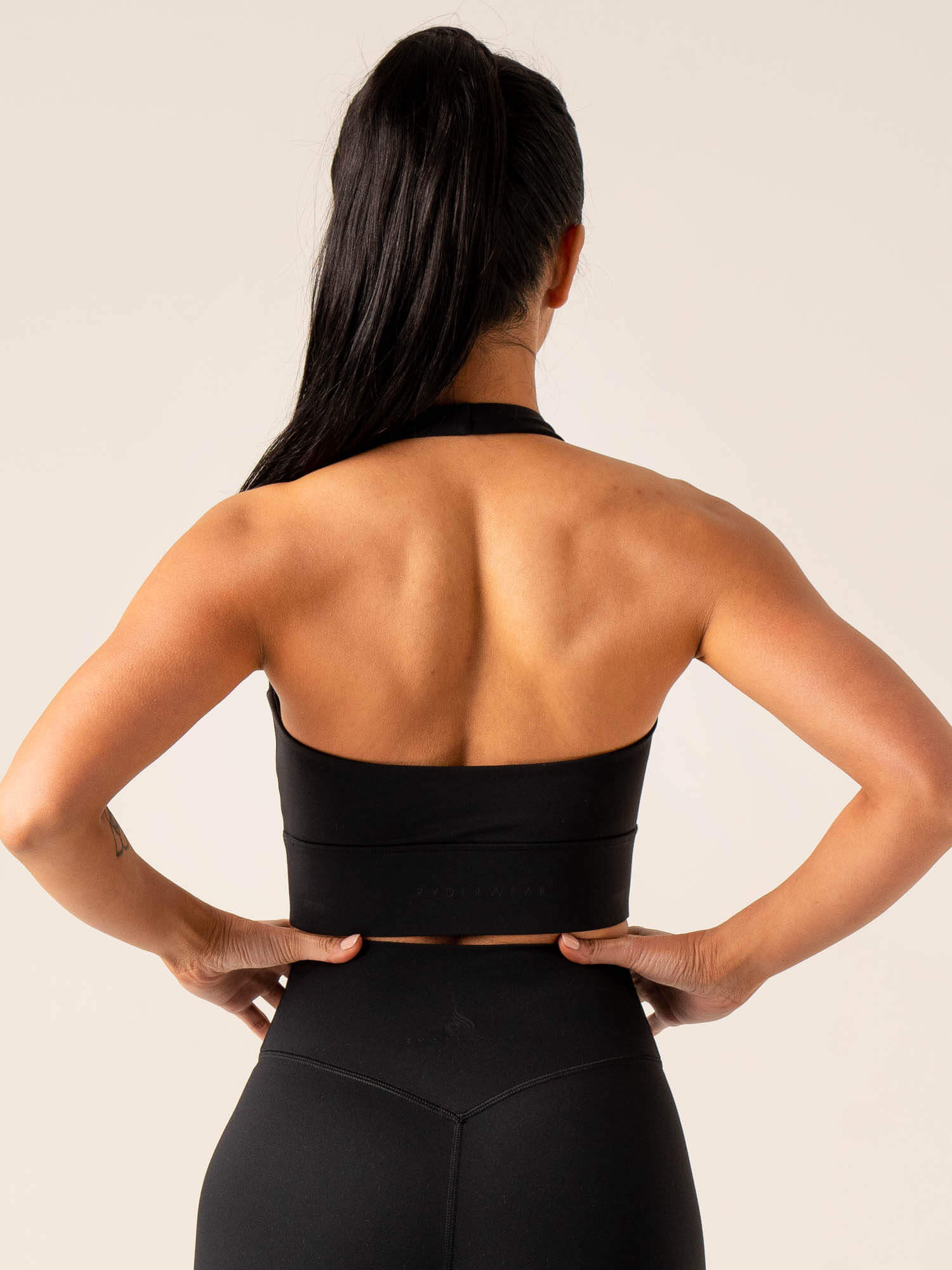 NKD Arch Halter Sports Bra for Women - High Support Workout Top - Breathable & Comfortable for Yoga, Running, Gym - Black