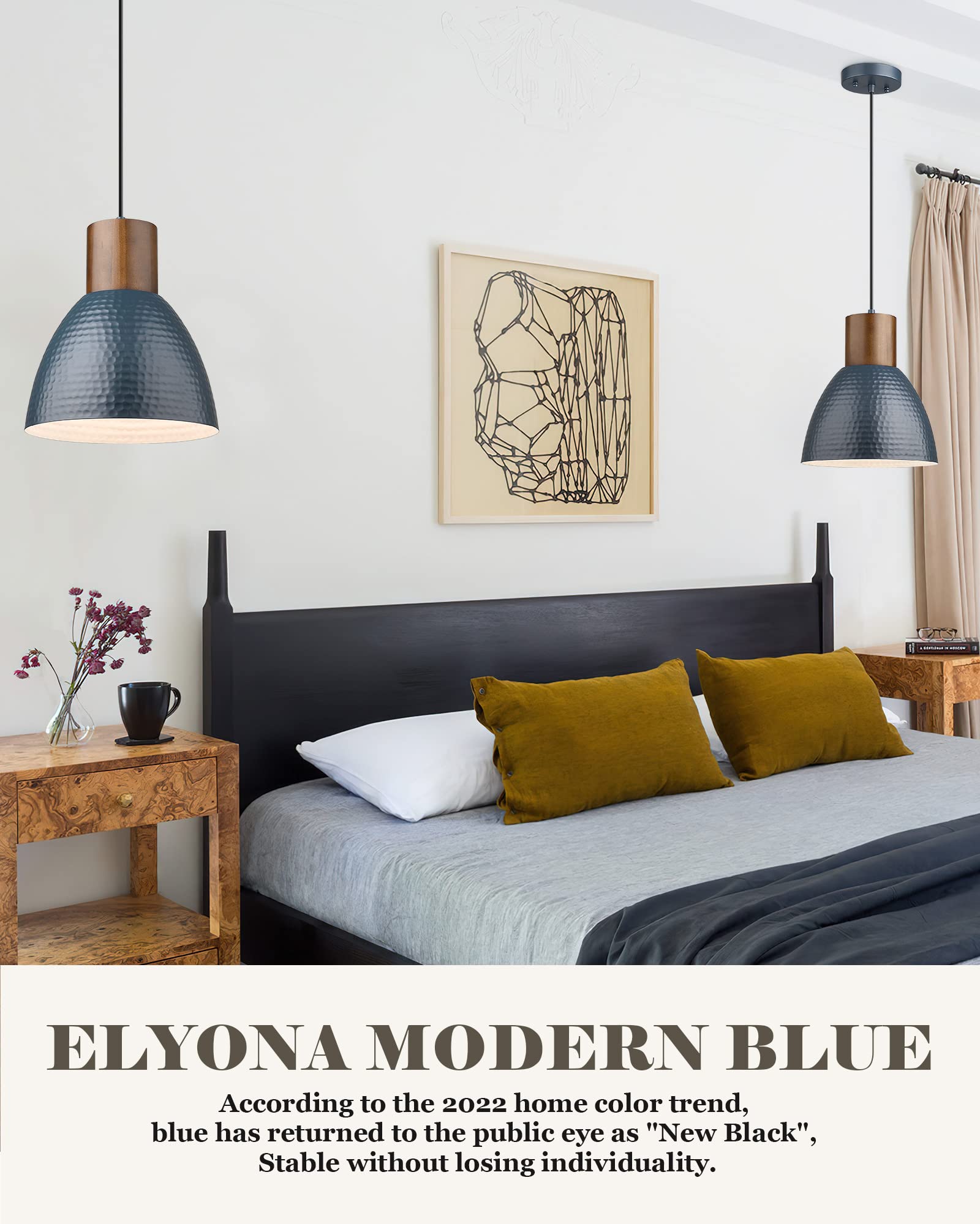 ELYONA 2 Pack Modern Hammered Pendant Lights - 10.2