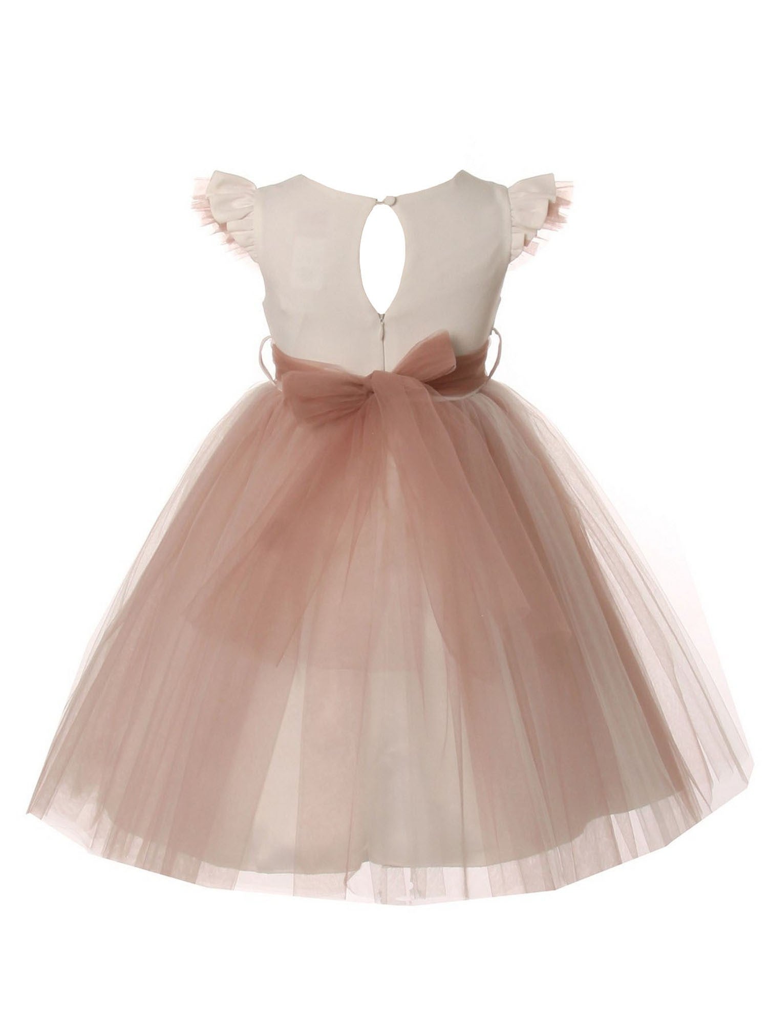 Big Girls Tulle Flower Corsage Ruffled Sleeves Junior Bridesmaid Dress Size 2-12 | Flower Girl Dress for Weddings, Parties & Special Occasions