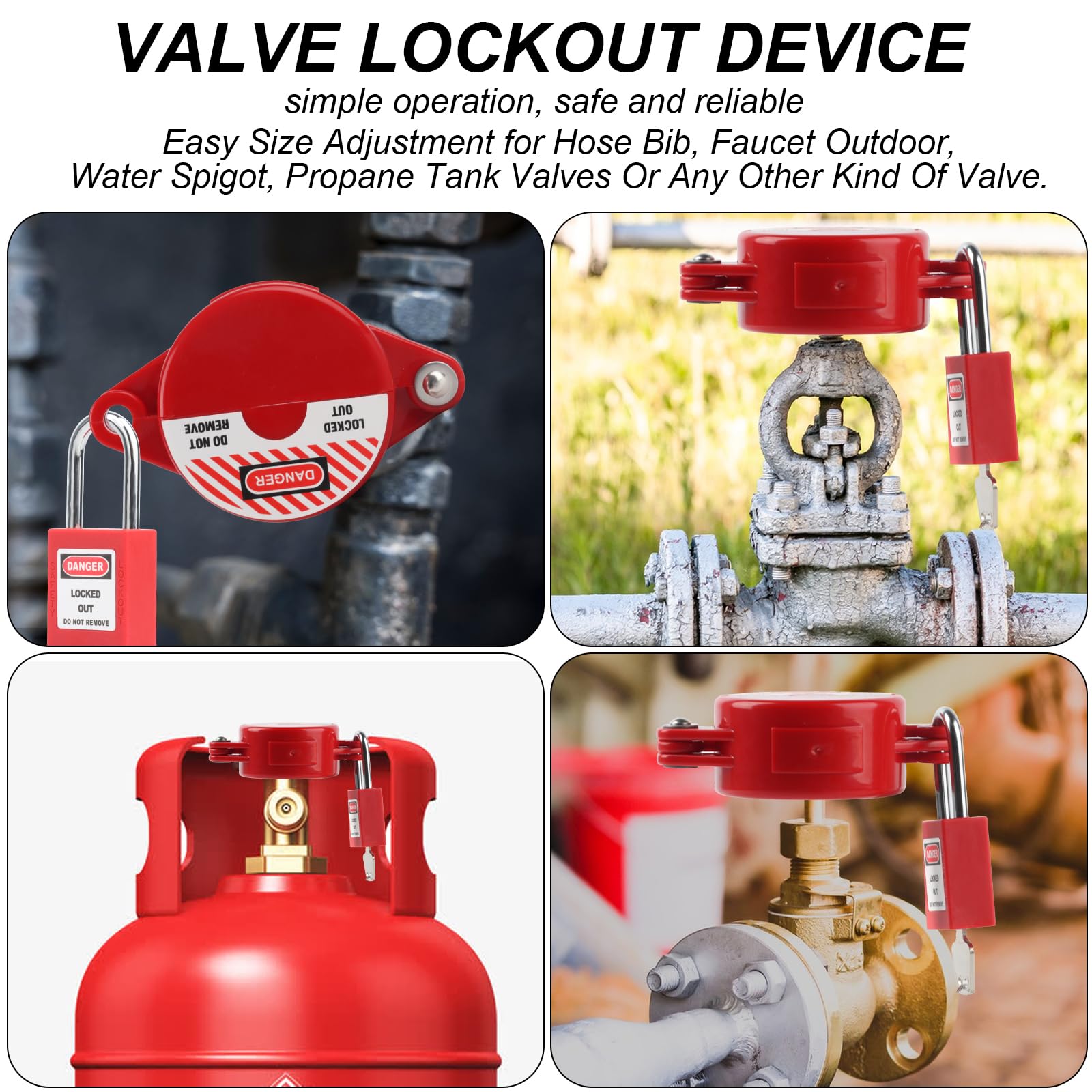 **Heavy Duty Gate Valve Lockout Device & Safety Padlock Set – Outdoor Faucet Lock for 1