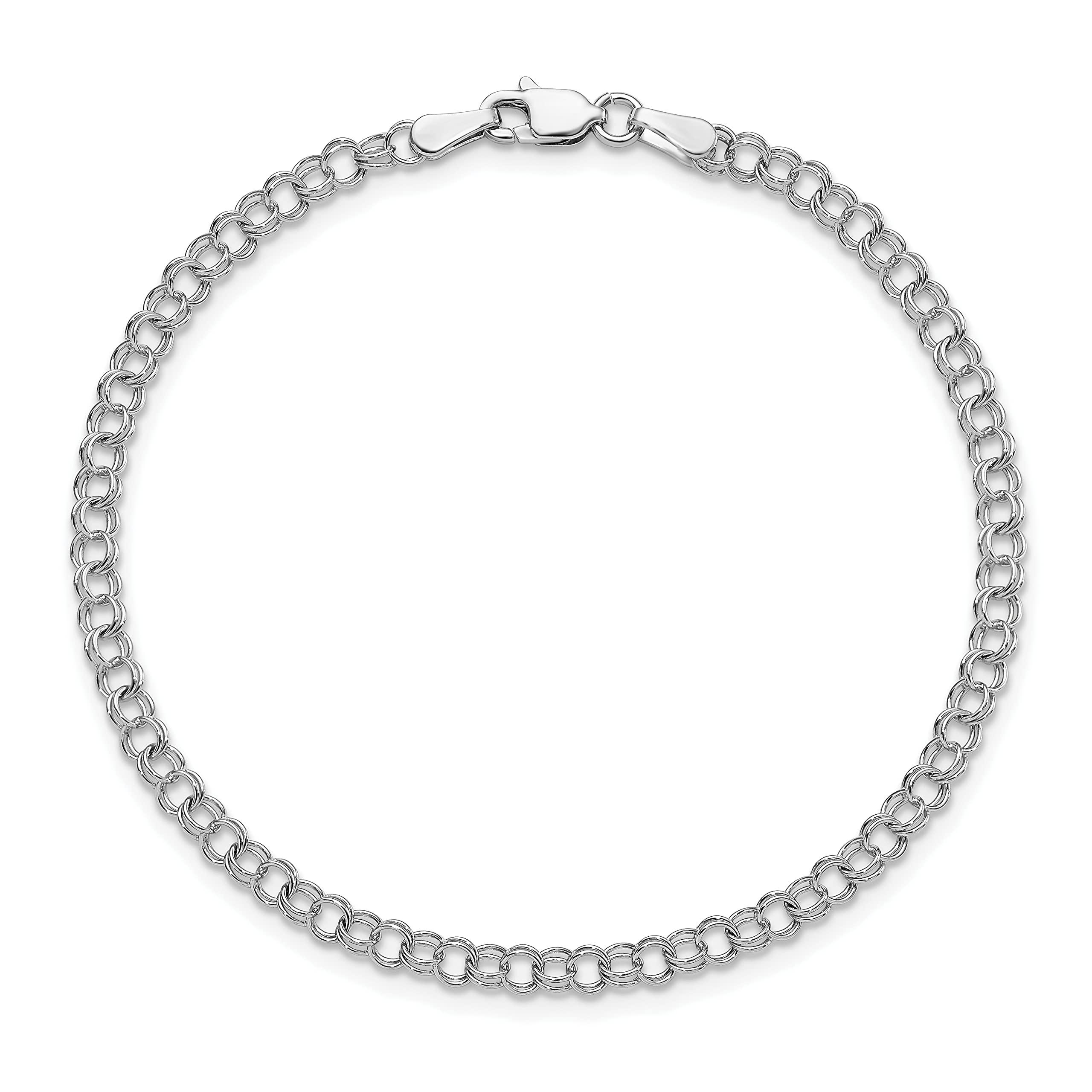 14K Solid White Gold 3.5mm Double Link Chain Charm Bracelet for Women - Elegant Jewelry Gift for Birthday, Anniversary & Special Occasions | IceCarats