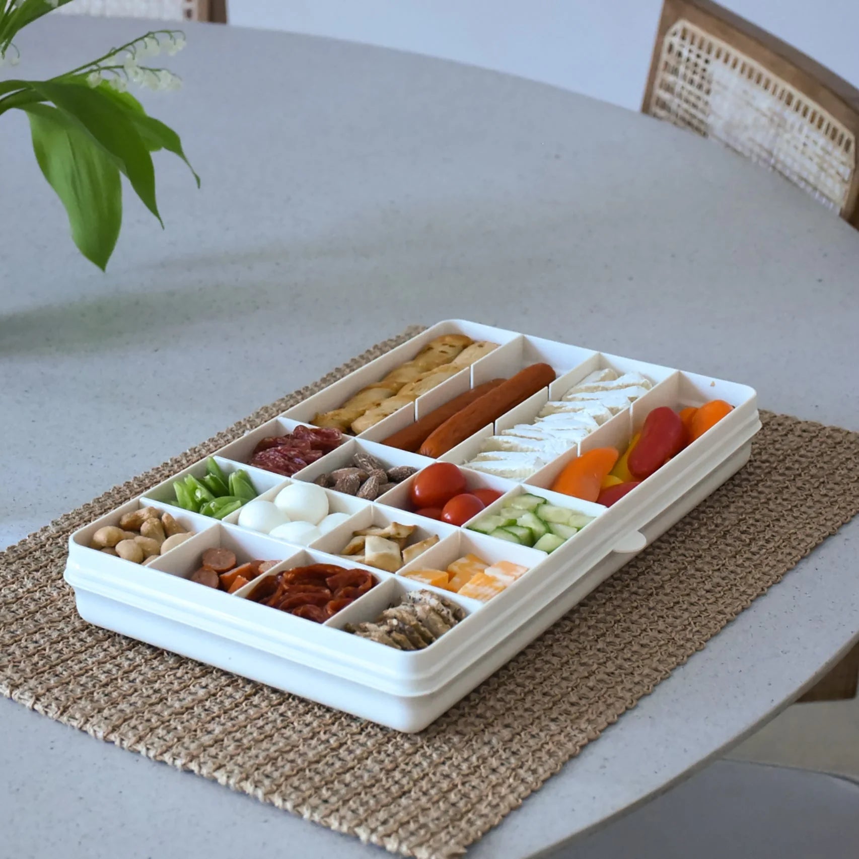 Melii Luxe Snackle Box XL - Premium Large Snack Storage Container with Lid, Airtight Blue Food Organizer for Parties, Picnics & Office Snacks | BPA-Free Plastic, Leakproof Design