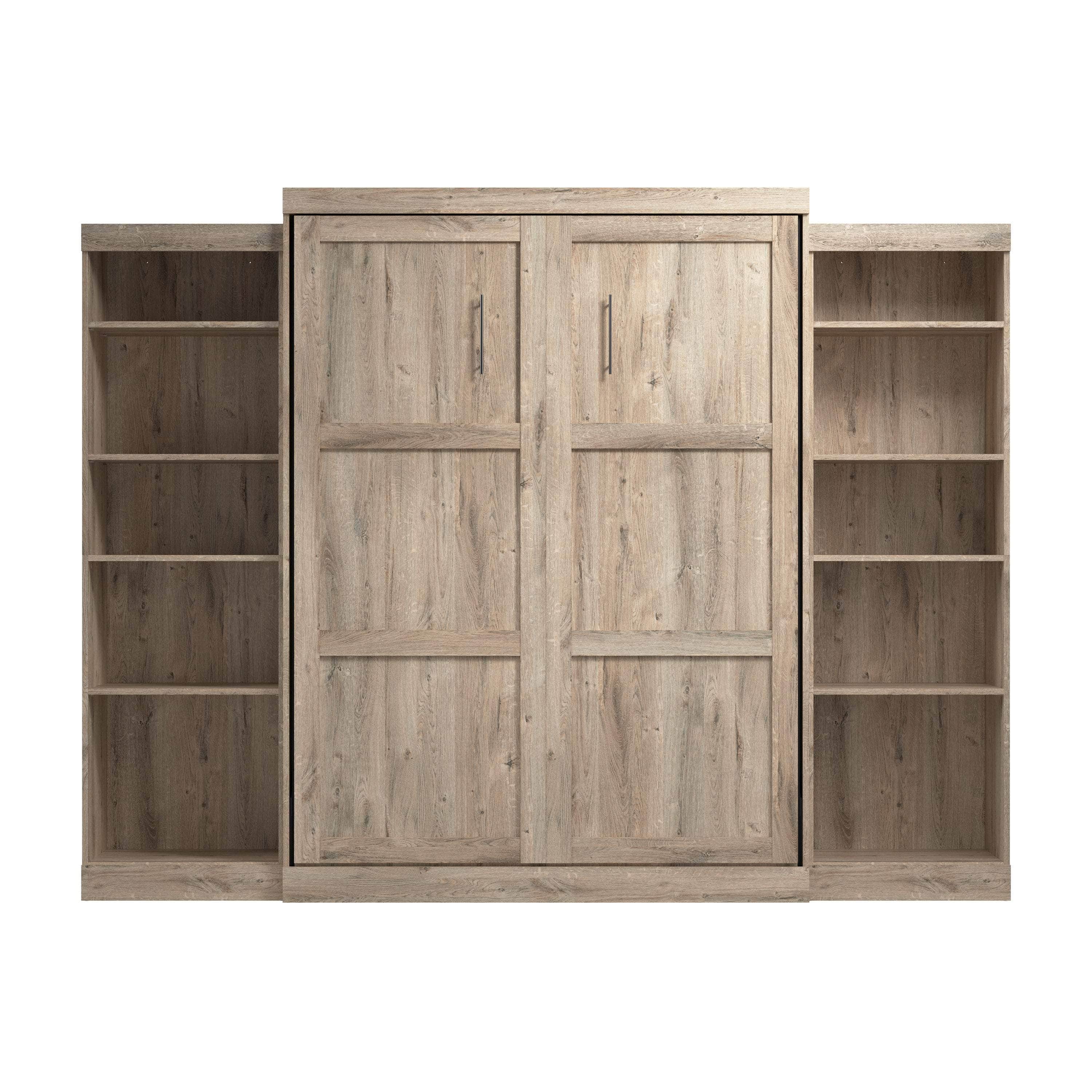 Pur Queen Murphy Wall Bed with 2 Storage Units (115W) - 7 Color Options | Space-Saving Foldable Bed for Small Apartments, Guest Rooms & Home Offices
