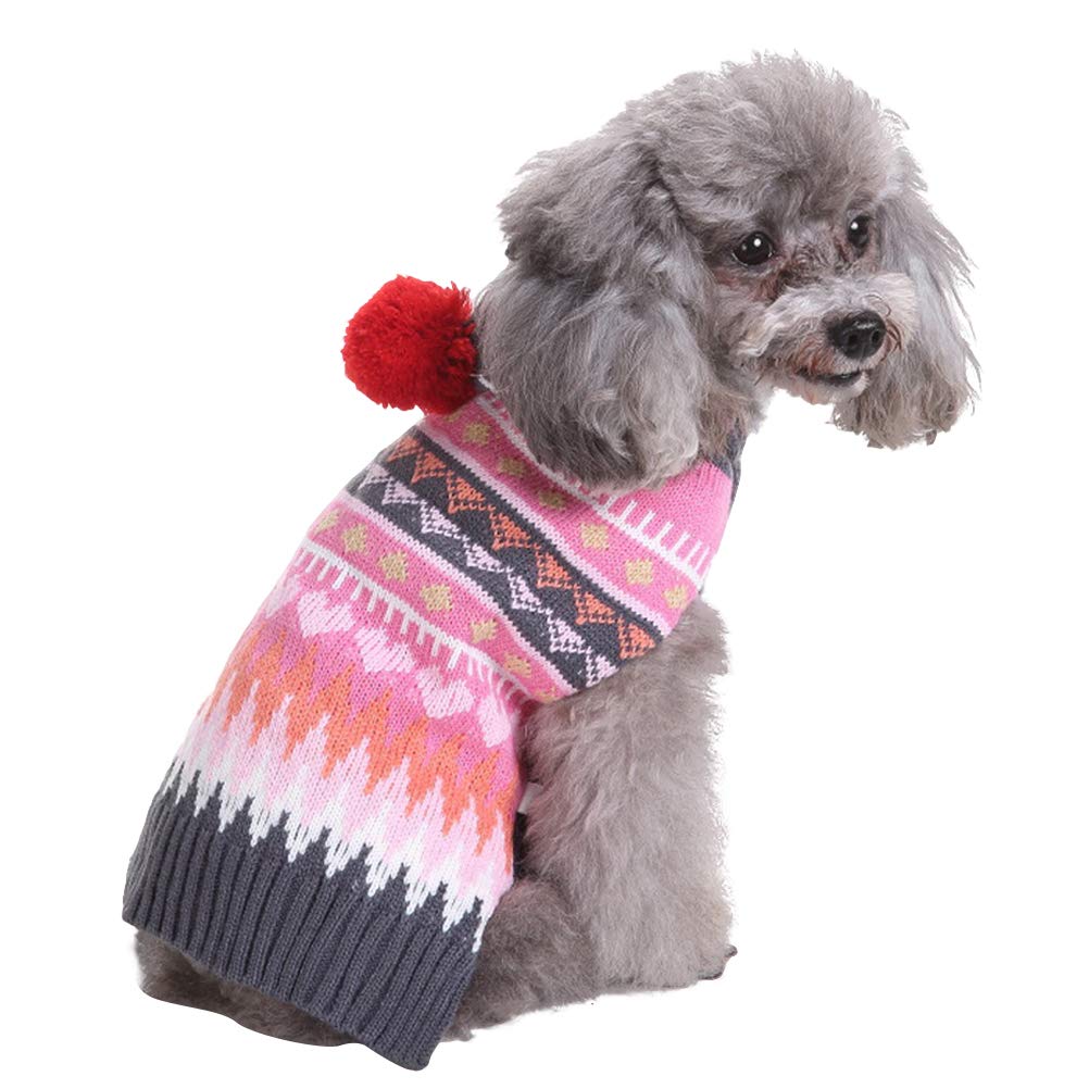 POPETPOP Dog Christmas Sweater - Knitted Turtleneck Pet Costume (Rosy XXL) for Holiday Parties