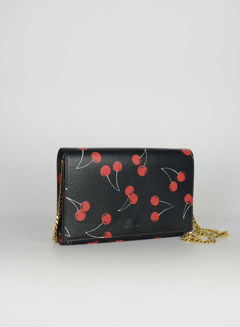 Saint Laurent Cherry Print Leather Pochette Bag - Luxury Crossbody Clutch for Women, Perfect for Evening Parties & Date Nights