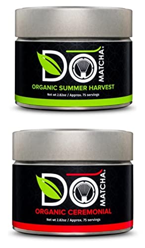 Organic DoMatcha Ceremonial & Summer Harvest Green Tea Powder - Authentic Japanese Matcha 2.82oz (80g) for Tea Ceremonies, Lattes & Baking