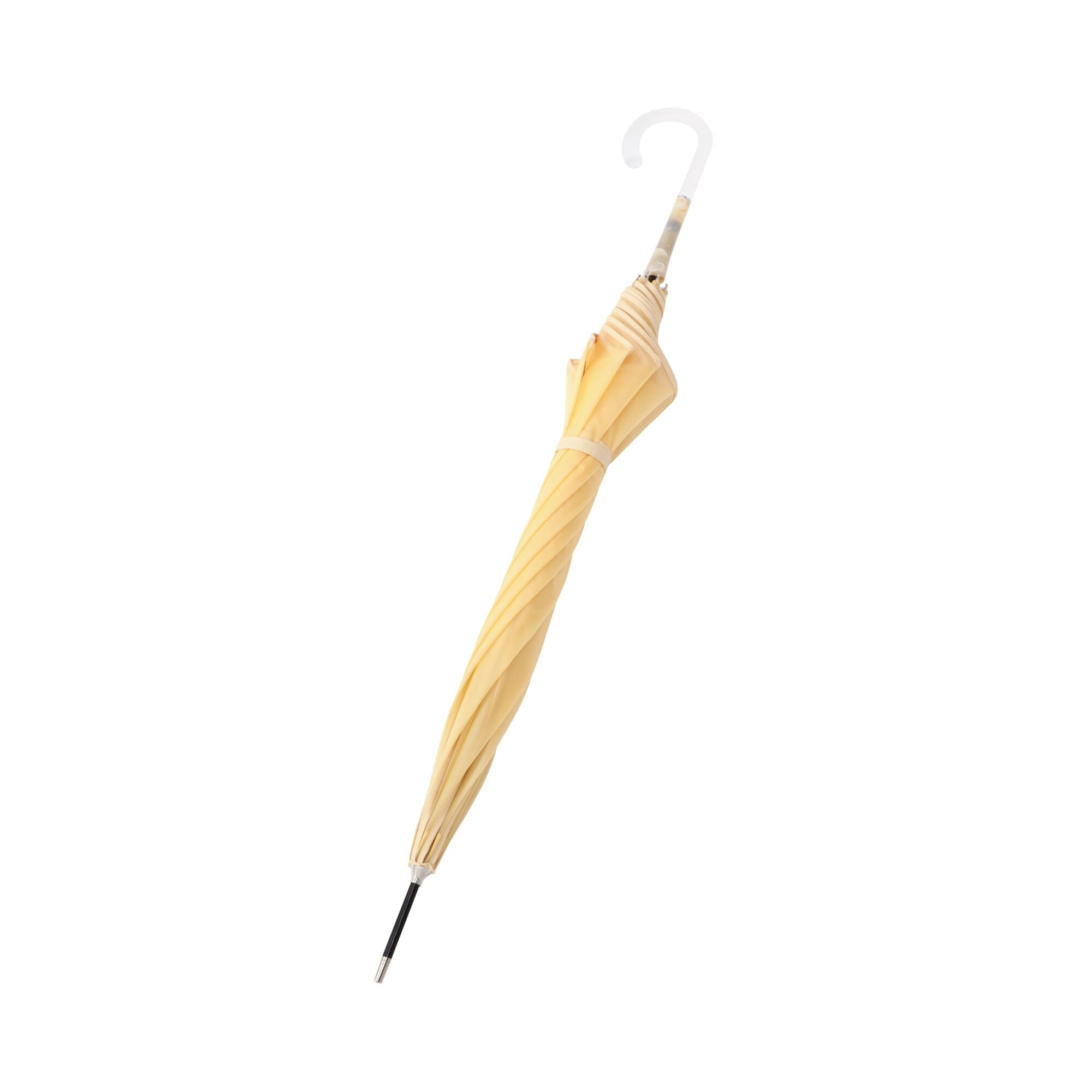 Transparent Windproof Long Umbrella with Powder Coated Handle - Yellow Rain Umbrella for Women & Men - Perfect for Walking, Commuting, and Outdoor Activities