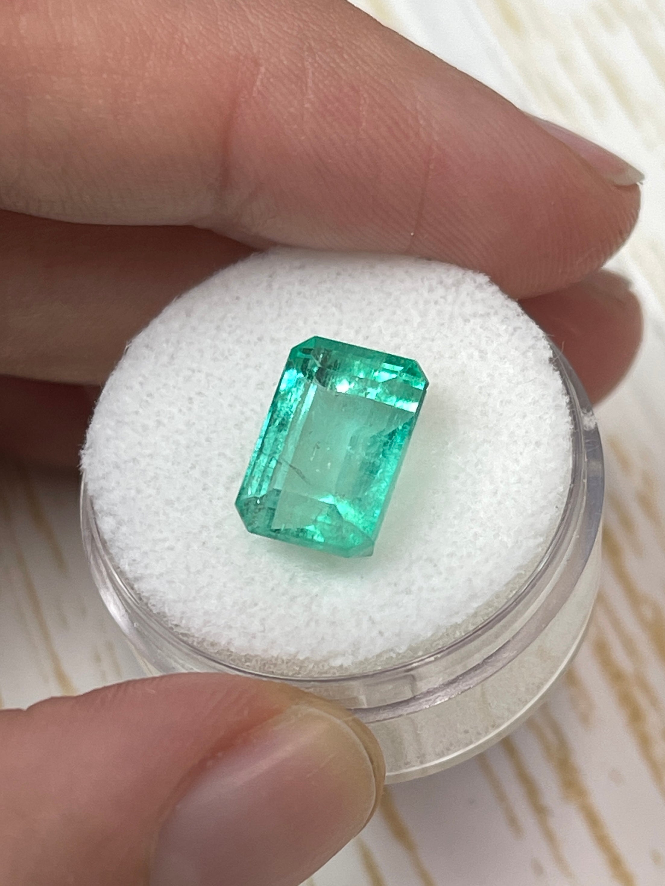 5.55 Carat 12x8mm Pastel Green Natural Loose Colombian Emerald Gemstone - Emerald Cut for Jewelry Making, Engagement Rings & Luxury Gifts
