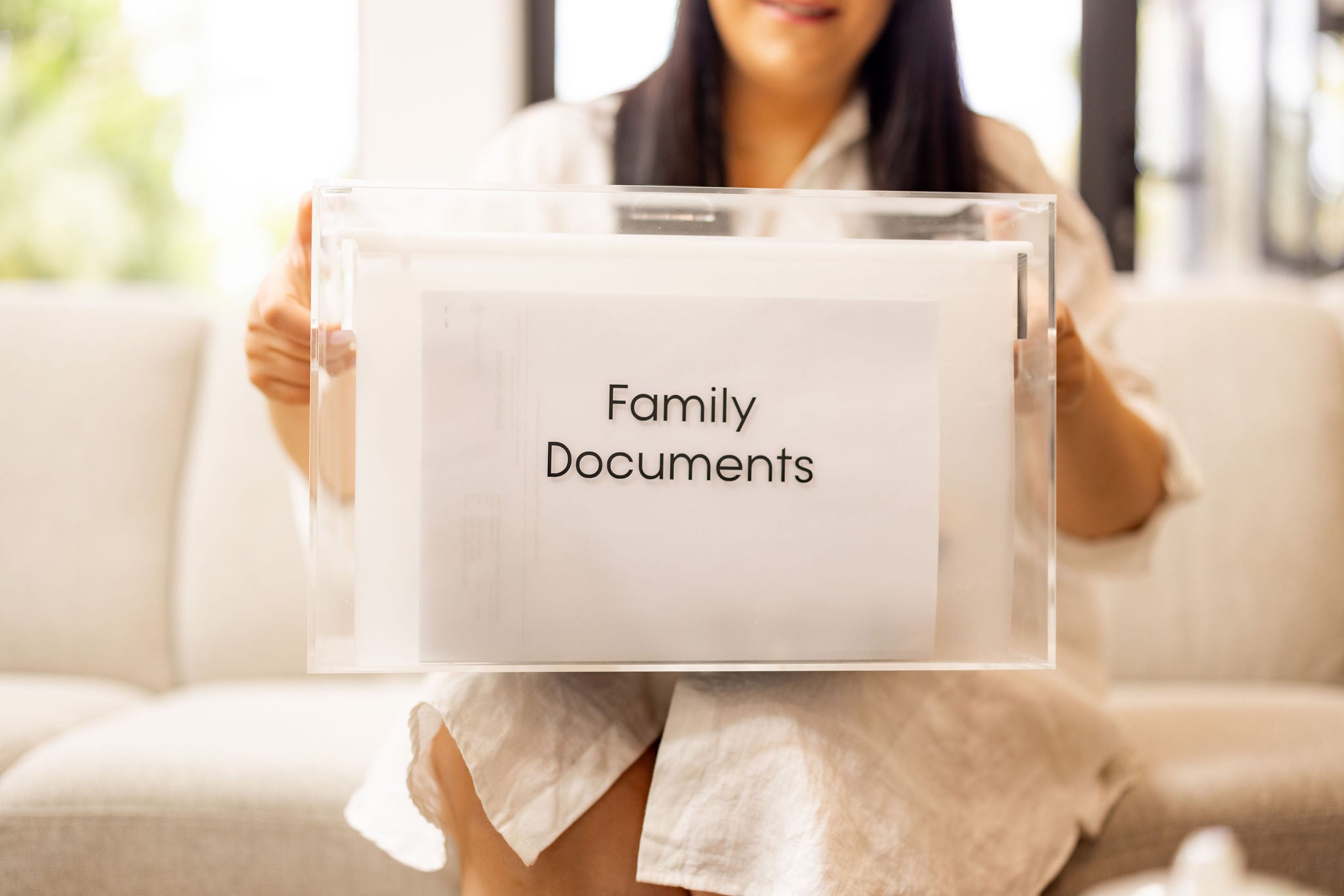 Clear Acrylic Document Organizer - Letter Size File Holder for Office & Home Organization - Perfect for Desk, Shelf, or Filing Cabinet Storage