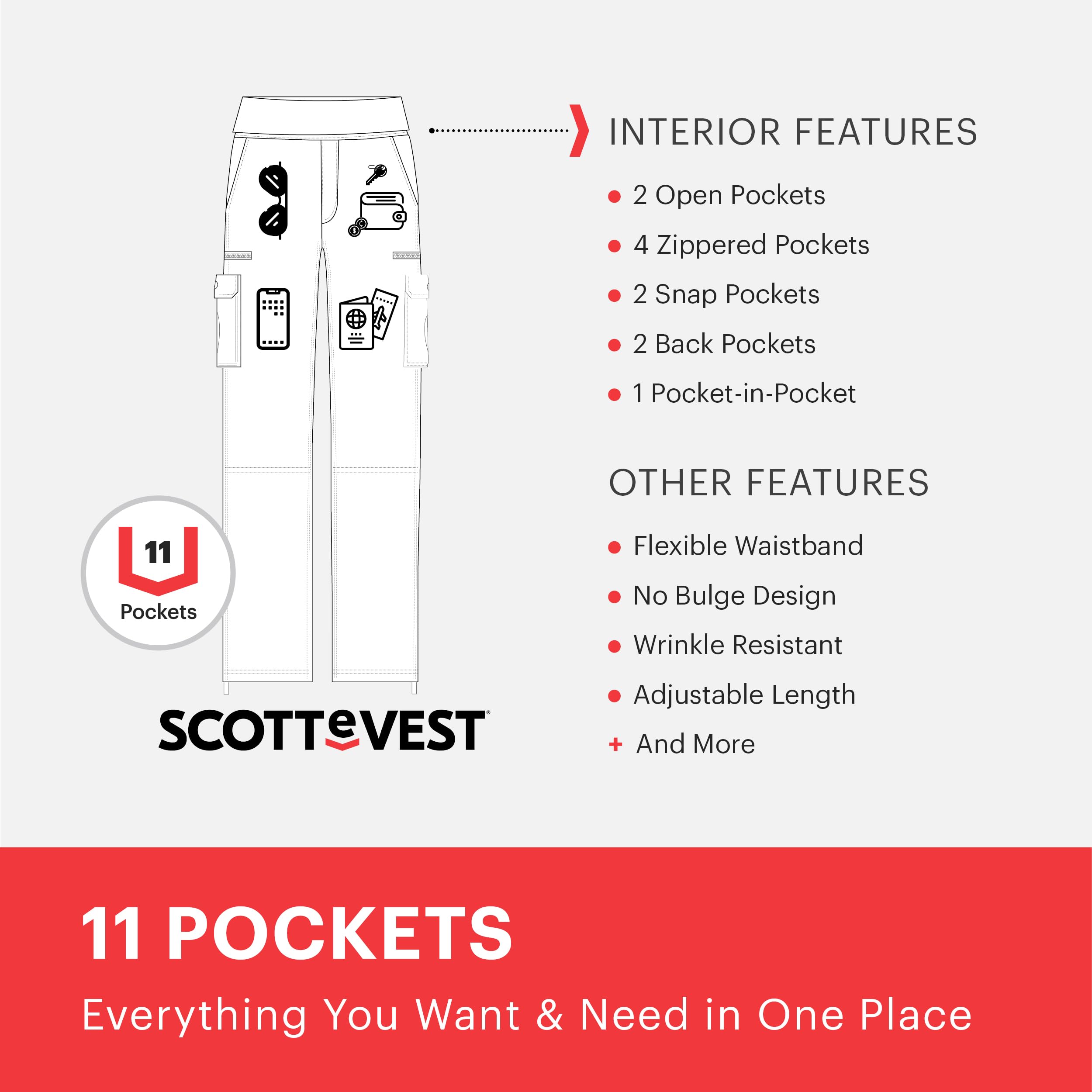 SCOTTeVEST Margaux Cargaux Women's Travel Cargo Pants with 11 Hidden Pockets - Lightweight Hiking Pants for Outdoor Adventures, Airplane Travel & Everyday Wear
