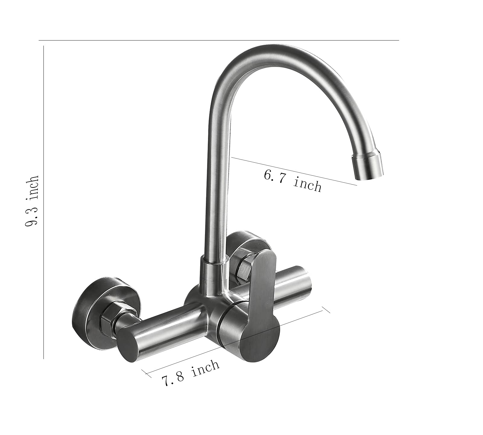 Brushed Nickel Wall Mount Kitchen Sink Faucet - 360° Swivel Single Handle Commercial Utility Faucet for Restaurant, Bar, Laundry & Home Use | Durable & Stylish Wall-Mounted Design