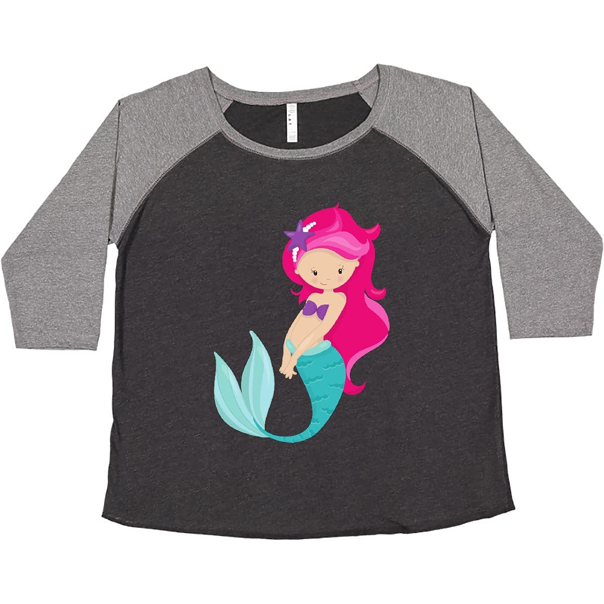 Inktastic Cute Mermaid Women's Plus Size T-Shirt - Pink Hair Little Mermaid Design for Casual Wear, Beach Outfits & Summer Fashion