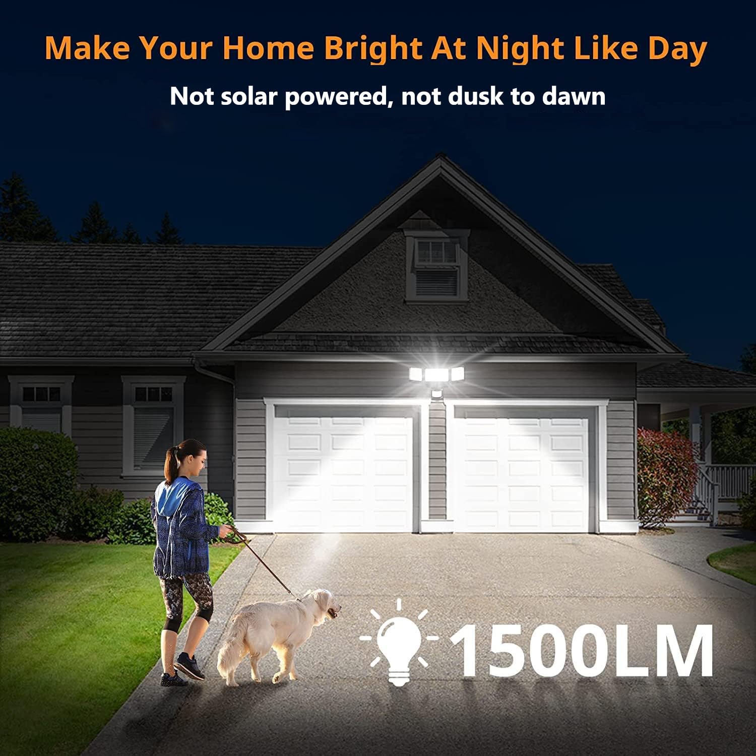 LEPOWER 1500LM LED Motion Sensor Security Light - Battery Powered Outdoor Lighting for Garage, Porch, Yard & Walkway (35W Equivalent)