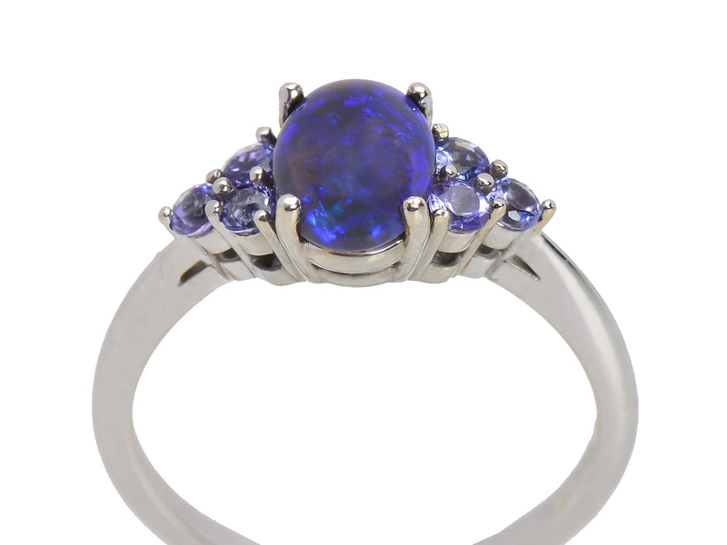 Vintage Black Opal Tanzanite Ring - 925 Sterling Silver Handmade Jewelry for Women, Elegant Gemstone Engagement & Wedding Band | Perfect for Anniversary Gifts, Date Night & Special Occasions