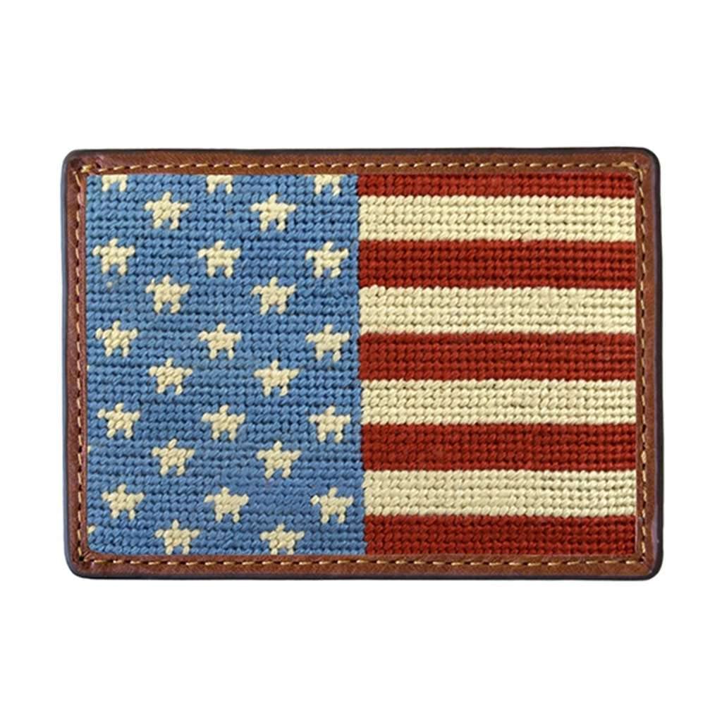 Stars and Stripes Needlepoint Credit Card Wallet by Smathers & Branson - American Flag Design Slim RFID Blocking Wallet for Men & Women | Perfect for Travel, Shopping & Everyday Use