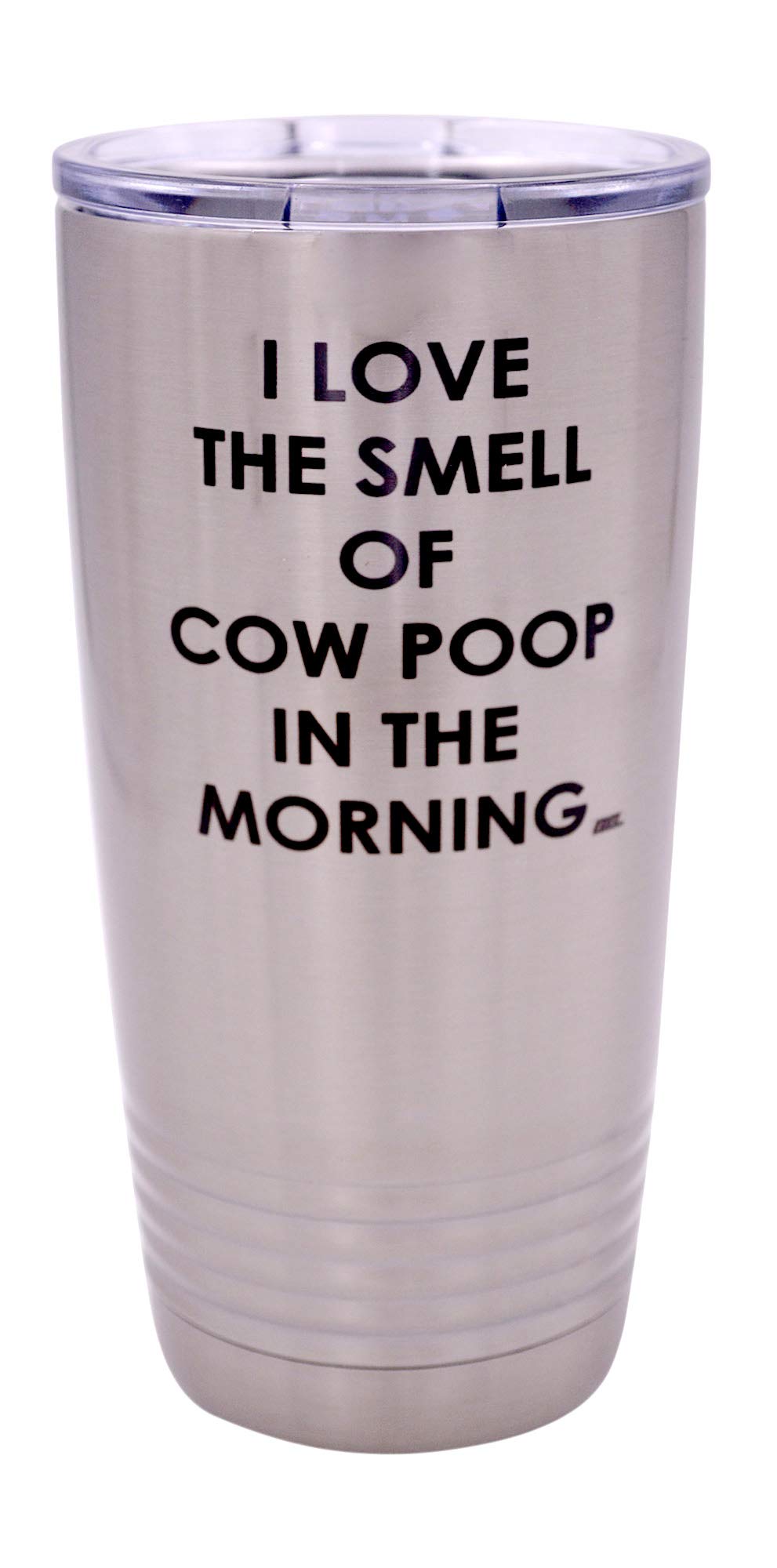 Rogue River Tactical 20oz Funny Farmer Travel Tumbler - 'I Love the Smell of Cow Poop in The Morning' Sarcastic Coffee Mug with Lid - Perfect Country Farming Gift for Farmers & Ranchers - Ideal for Morning Coffee, Farm Work & Outdoor Adventures