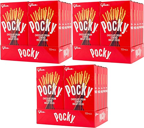 Pocky Chocolate Biscuit Sticks - 2.47oz (10-Pack) | Bulk Snacks for Parties, Gifts & Office Treats | Crunchy Japanese Cookies