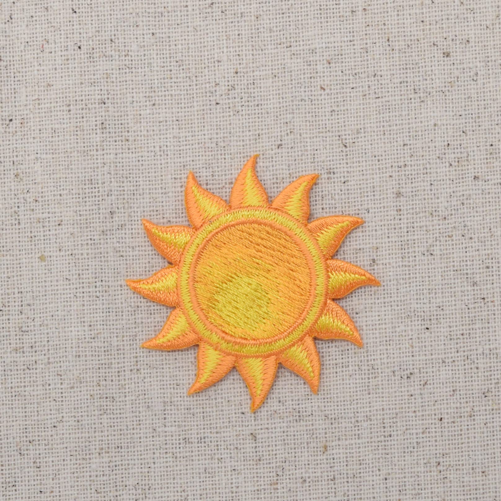 Tropical Sun Iron On Patch - Orange & Yellow Embroidered Applique for DIY Crafts, Jackets, Backpacks & Denim - Perfect for Customizing Clothes & Accessories