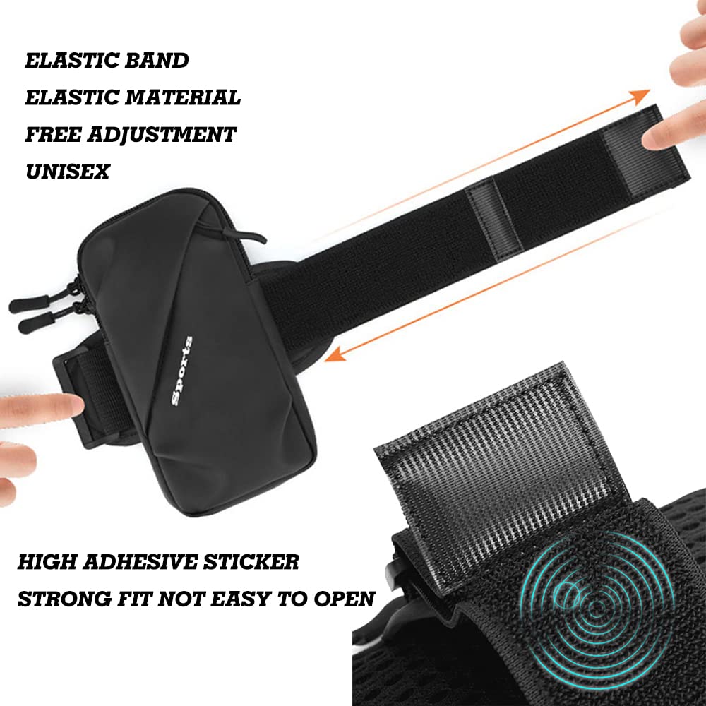 Running Phone Armband - Fits iPhone & Android for Gym, Hiking, Biking - Black