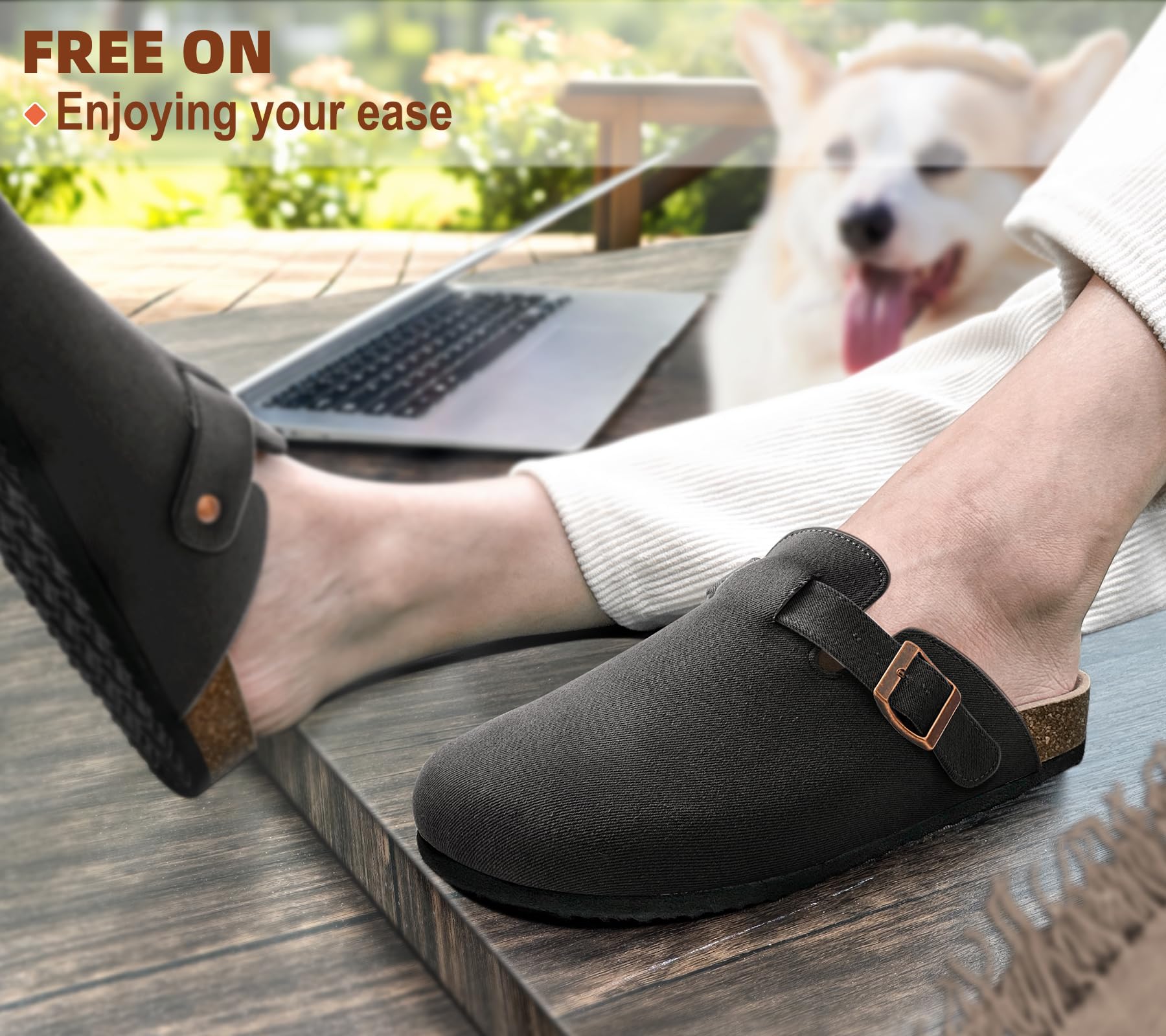 KEMISANT Men's Comfortable Suede Clogs - Unisex Mule Slippers & Sandals with Cushioned Cork Footbed - Perfect for Nurses, Healthcare Workers & Casual Wear