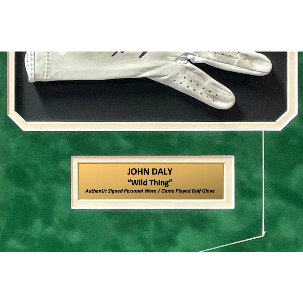 John Daly Signed Golf Glove - Authentic Game Played & Worn Memorabilia with JSA COA - Framed Autograph & Cigarette Photo - Perfect for Golf Collectors & Man Cave Decor