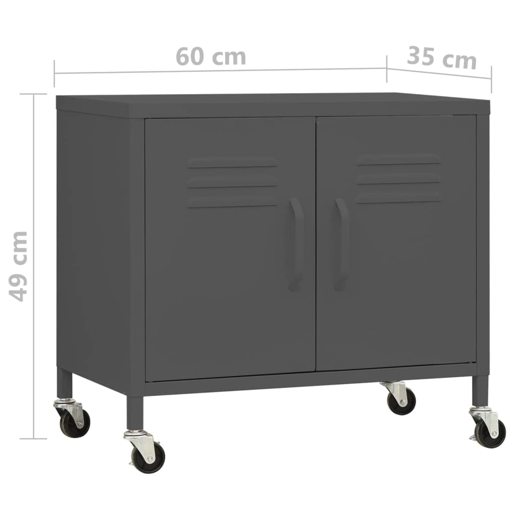 FAMIROSA 2-Door Steel Storage Cabinet with Adjustable Shelf & 4 Wheels - 23.6
