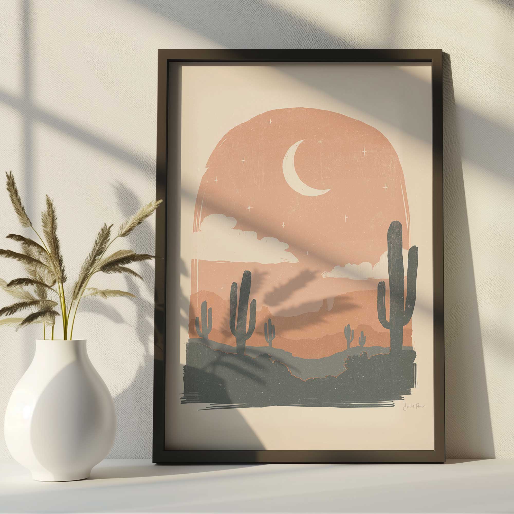 Desert Moon Serenade Wall Art Print - Southwest Home Decor for Living Room, Bedroom & Office