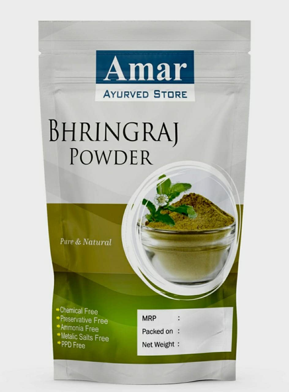 AMAR Natural Bhringraj Face Pack Powder 100gm - Organic Ayurvedic Treatment for Acne, Pimples & Clear Skin - Suitable for All Skin Types (Dry, Oily, Combination) - Best for Daily Skincare Routine & Spa Treatments