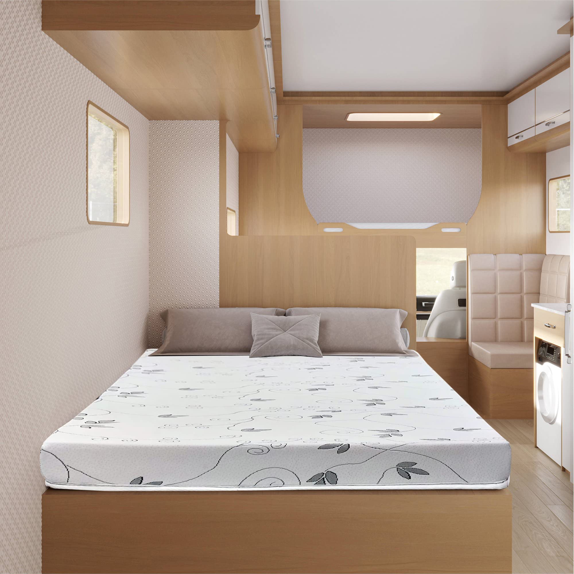 Treaton 4-Inch High-Density Foam RV Mattress Replacement - Medium Firm Support for Campers, Trailers & Van Conversions - 72