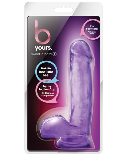 Blush B Yours Sweet n Hard 1 Inch Dildo with Suction Cup - Purple Realistic Silicone Adult Toy for Solo Play, Couples & BDSM Fantasy