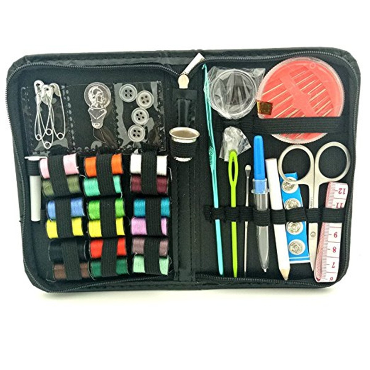 WIN Portable Sewing Kit for Beginners - 50pcs Essential Sewing Supplies with Needles, Threads, Buttons & More - Perfect for Emergency Repairs, Travel, Home DIY & Craft Projects
