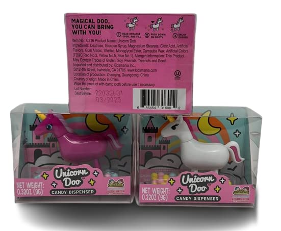Kidsmania Unicorn Doo Candy Dispenser (Pack of 3) - Fun Party Favors for Birthdays, Halloween & Classroom Rewards