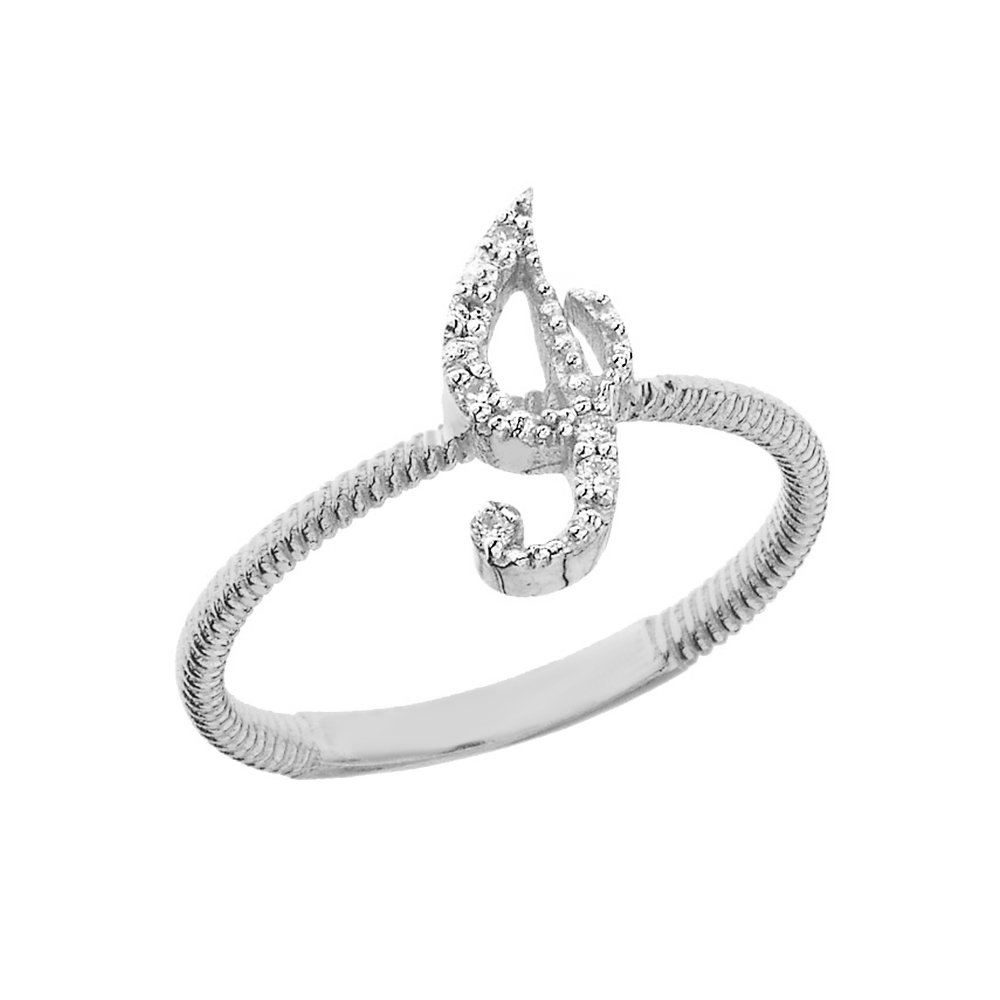 10K White Gold Diamond Initial Letter 