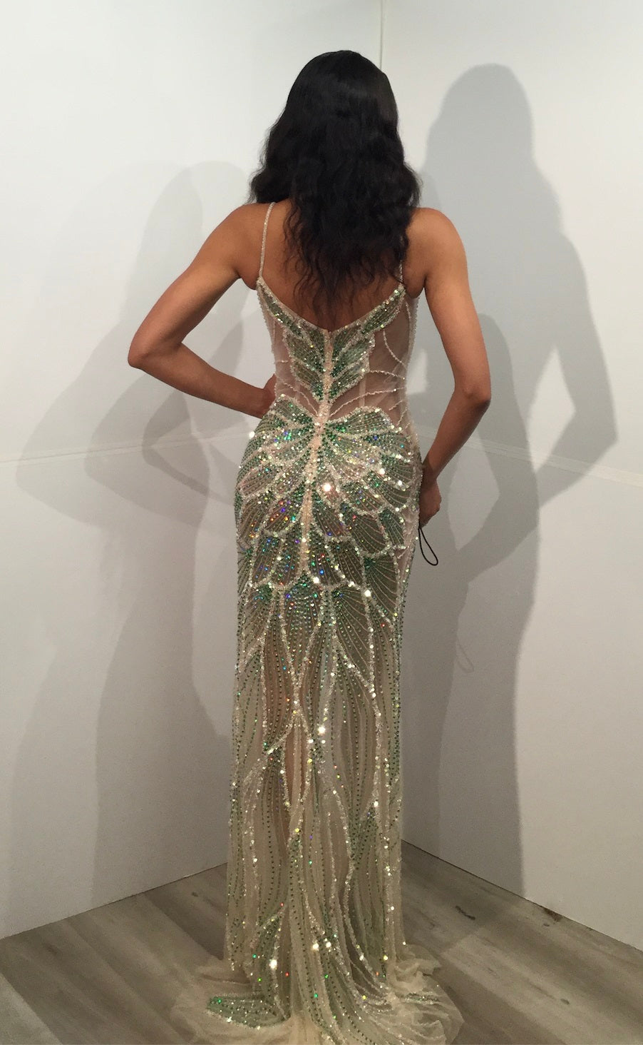 Jovani 38815 Green and Nude Embellished Dress - Elegant Evening Gown for Prom, Cocktail Parties & Special Occasions