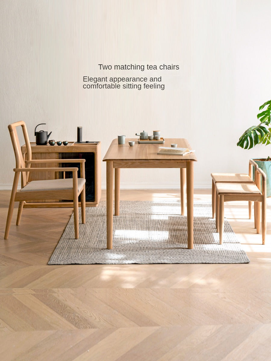 Premium Oak & Ash Solid Wood Tea Maker Set with Integrated Tea Table - Perfect for Home, Office & Zen Tea Ceremonies