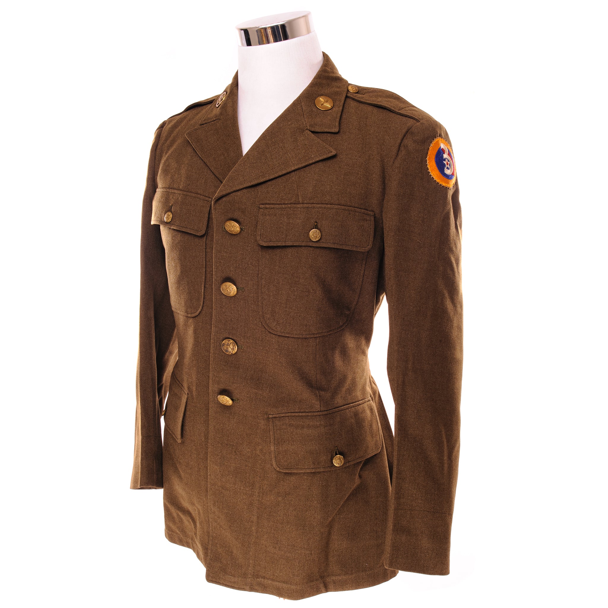 Vintage USAAF Wool Dress Jacket - WWII 1942 Military Uniform Size 40R with Patch | Authentic WW2 Air Force Officer Coat for Collectors, Reenactment & Historical Display