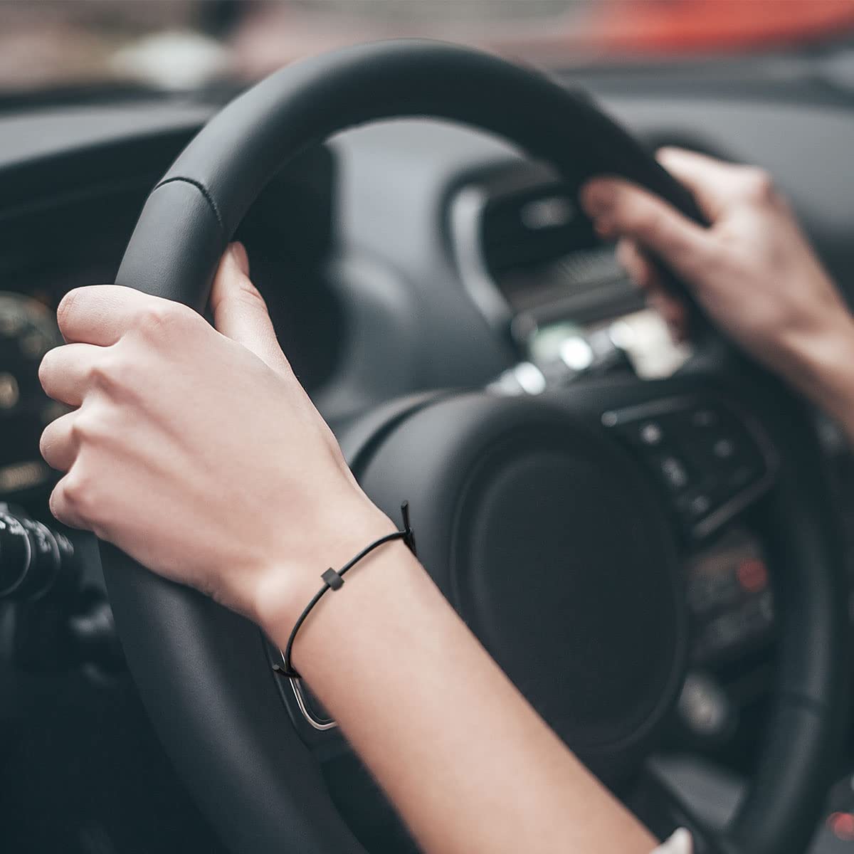 2Pcs Car Window Breaker Bracelet with Tungsten Carbide Bead - Emergency Escape Tool for Vehicle Safety