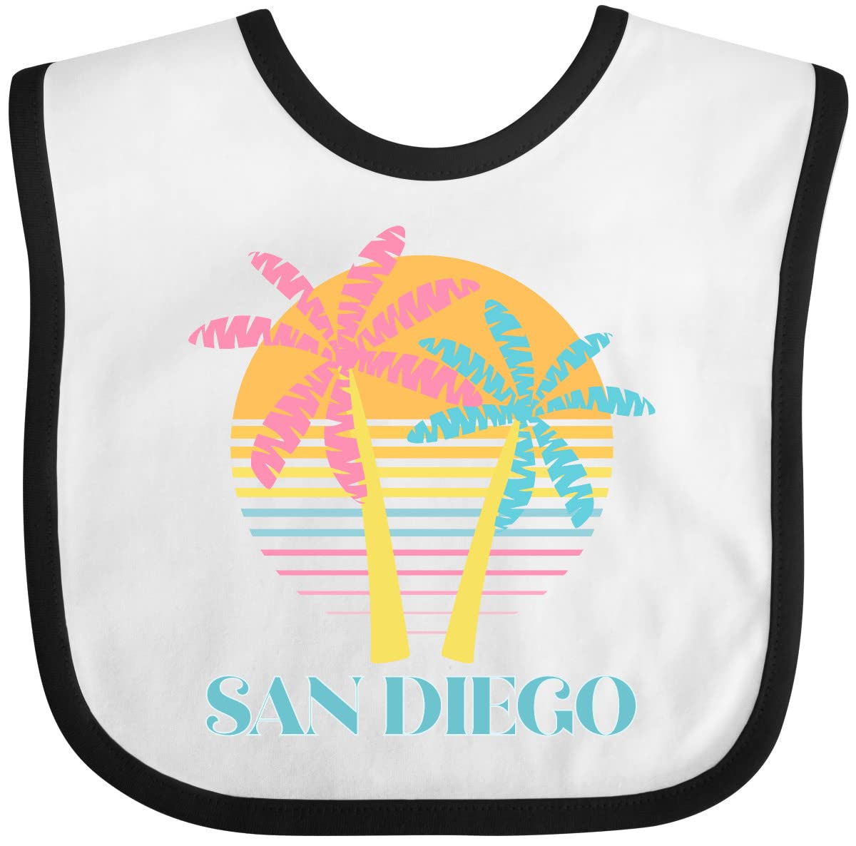 Inktastic San Diego California Beach Vacation Baby Bib - Soft Cotton Drool Bib for Infants, Cute Beach-Themed Design - Perfect for Travel, Outdoor Activities, and Photo Shoots