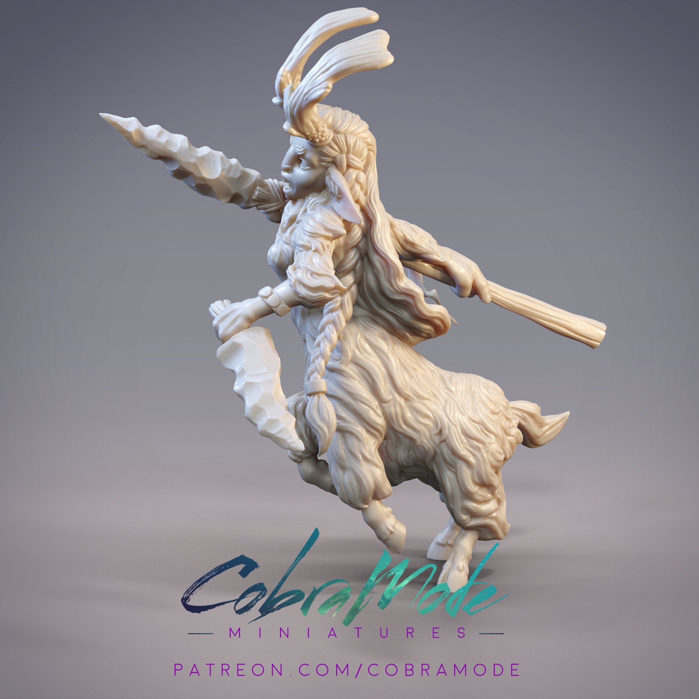 Checheygen Totapari Goat Centaur Skirmisher - Fantasy Miniature Figure for Tabletop RPG, D&D, and Wargaming Scenes