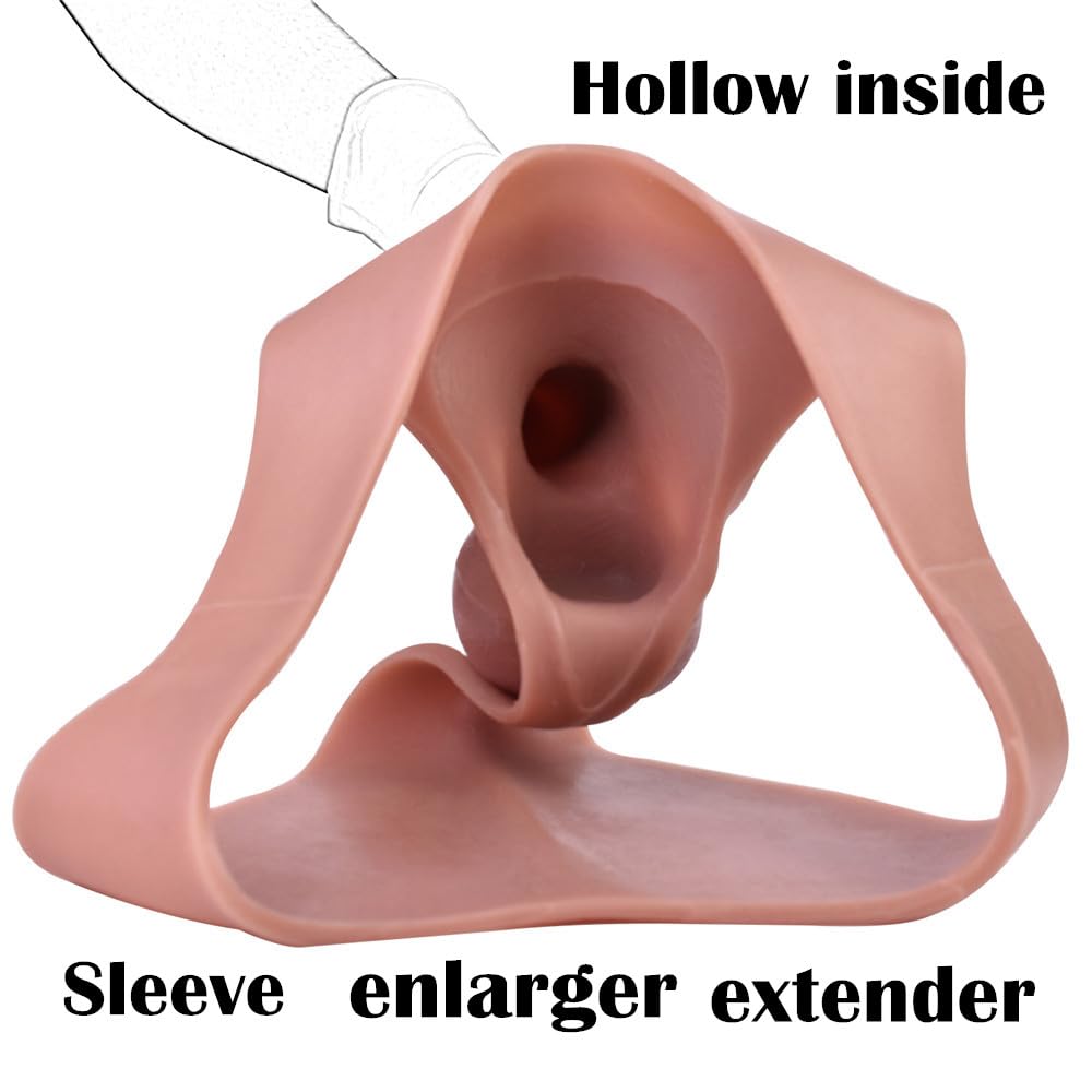 7.5 Inch Realistic Strap-On Dildo Panties - Universal Size Elastic Liquid Silicone Soft Wearable Adult Toy for Men, Women & Couples - Waterproof, Flexible Hollow Sleeve - Perfect for Role Play, BDSM & Couples Intimacy