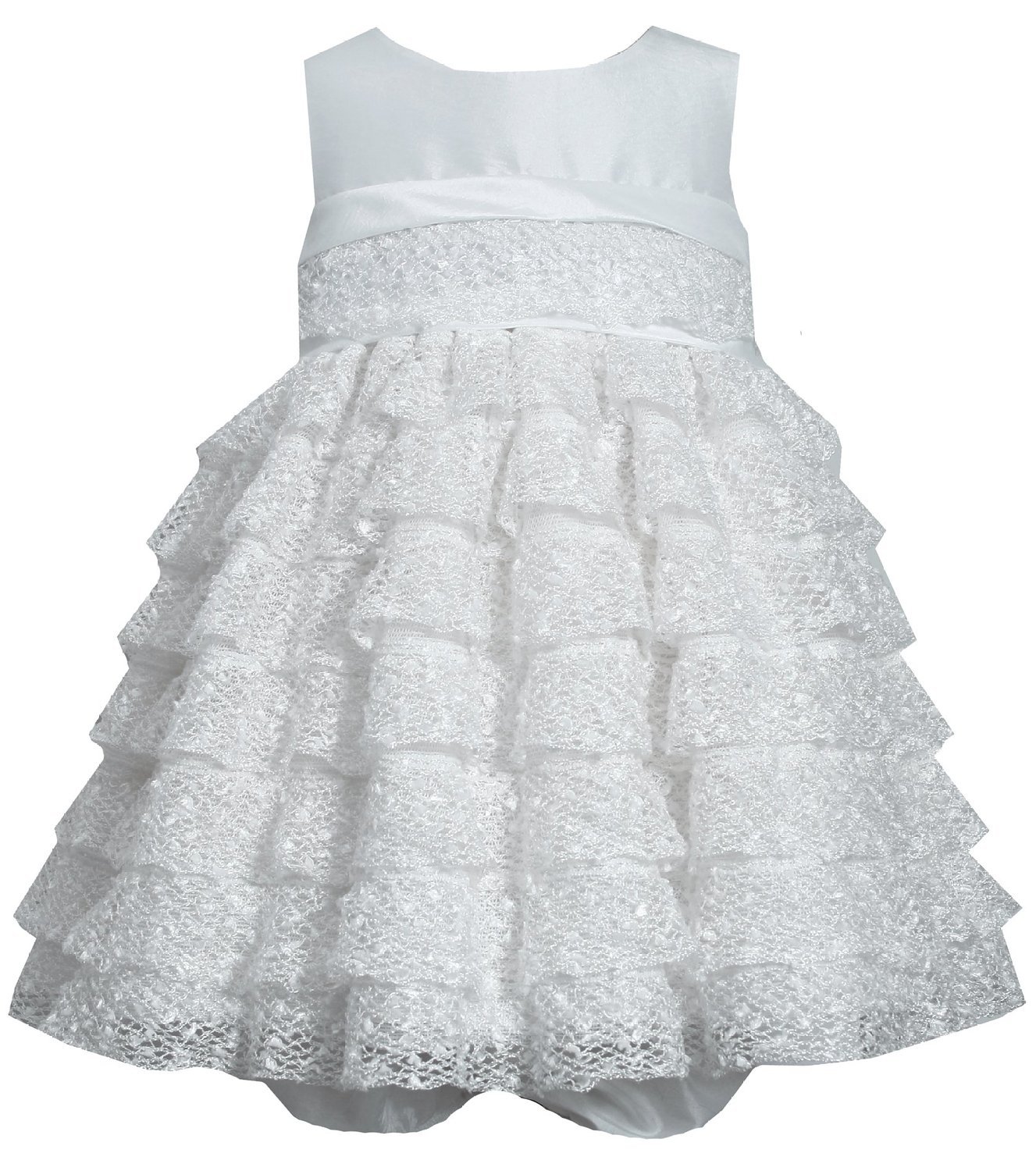 Bonnie Baby Girls' Ivory Crochet Lace Dress - Elegant Christening Gown & Special Occasion Outfit for Newborns, Baptism, First Birthday & Photo Shoots