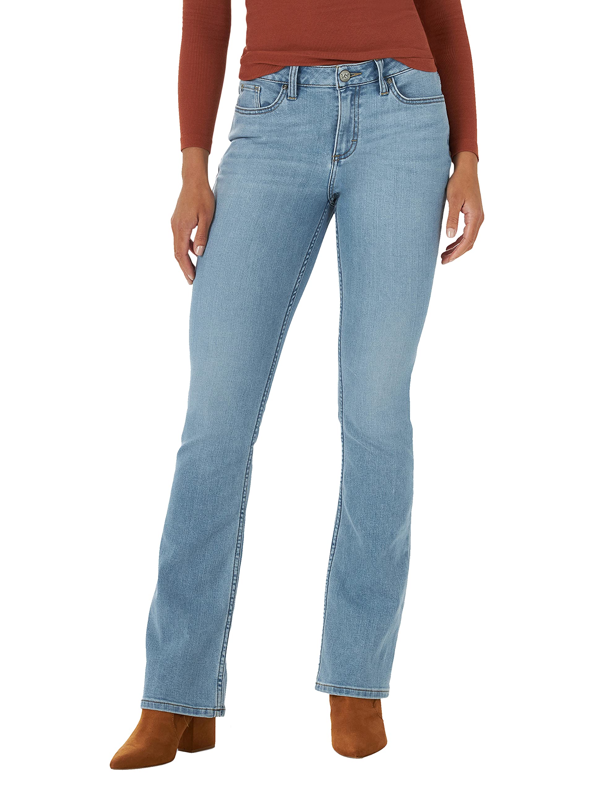 Lee Women's Regular Fit Bootcut Jeans - Snowstone Wash - Size 14 US - Comfortable Stretch Denim for Casual Wear & Everyday Outfits